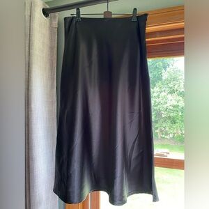 Black silky midi skirt